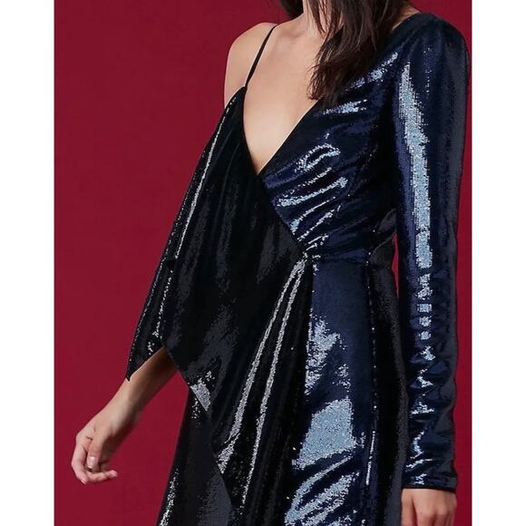 NWT Diane Von Furstenberg DVF Sequin One Shoulder Ruffle Mini Dress 6 - Picture 16 of 16